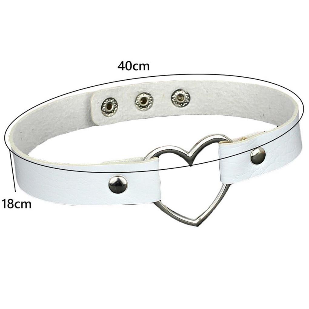 PU Leather Neck Chain Heart Pendant Necklaces Handmade Punk Sweater Chains Choker Jewelry For Girl Body Cosplay