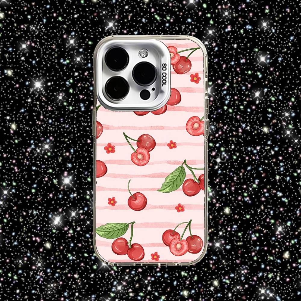 

Red Cherry Phone Case For iPhone 16,15,14,13,12,11,Pro,XS,Max,Plus,Mini,SE White Candy Matte Shockproof Cover iPhone16plus