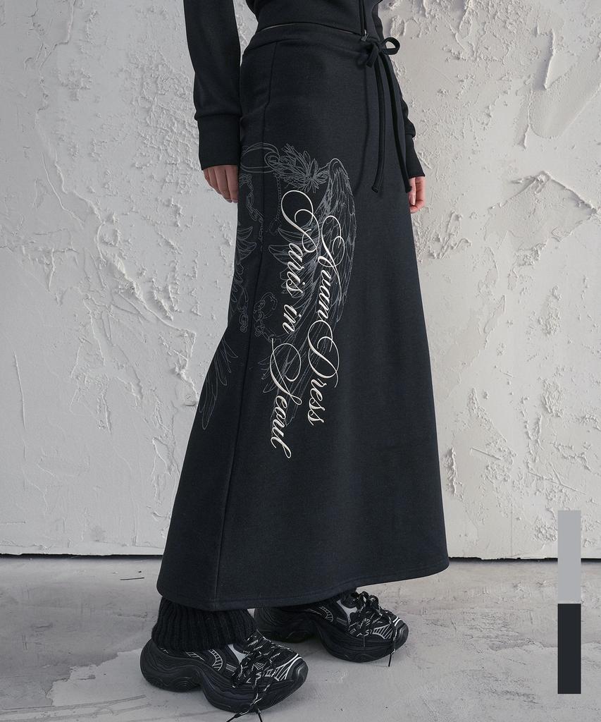 Urban Dress Half Wing Graphic Maxi Skirt_2 Colors