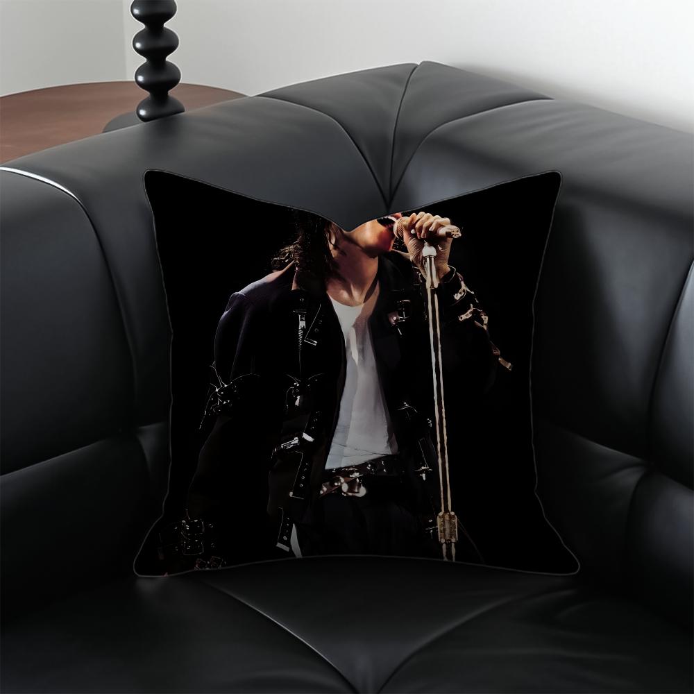 M-Michael Jackson Pop King Cushion Cover Pillow Case Anti-Dustmite Invisible Zipper Silky Plush Cushion