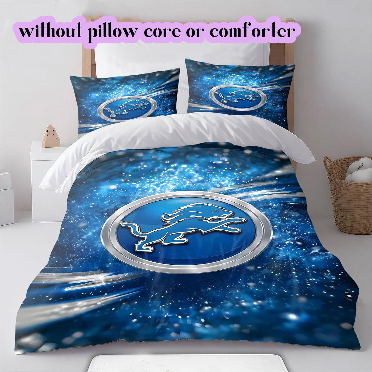 

Detroit Lions rugby Pattern Bedding,Quilt Set Quilt Cover Pillowcase Home Birthday Gift (1*duvet cover+2*pillowcase,without core) 135x200cm