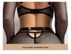 Black Mesh Halter Fishing Net Lingerie Set With Long Sleeves and Metal Ring Accents