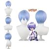 Perucă Autentică Cosplay Eva Ayanami Rei Cu Sârmă la Temperatură Înaltă Albastru Deschis