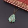 Vintage Handmade Copper Wire Winding Water Drop Tree Of Life Color-Changing Corrugated Resin Necklace Pendant Exquisite N516