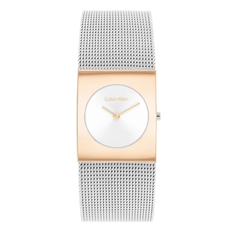 Calvin Klein Quartz Watch Steel Bracelet Silver Dial Fashion Design Lucky Ring Women watches 25100063CK 25100063-1 Silver