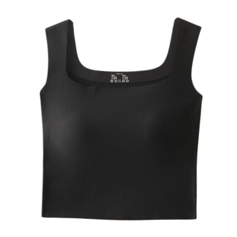 Children Underwear Wide Shoulder Bra Square Neck Breathable Tops Vest Seamless Girls Bras Fixed Padded Sports Solid Tank