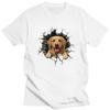 Breaking Through Golden Retriever T Shirt Men Short Sleeve Dog Lover Tee Tops For Husband Father Pure Cotton Oversized Tshirt