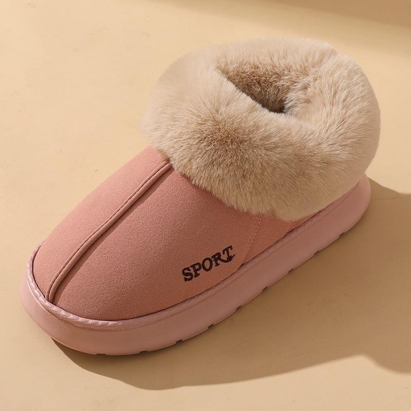 Női pamutcipő télen, beltéri hőszigetelő plüss és csúszásgátló vastag talppal, táskasarkú, női pamutcipő