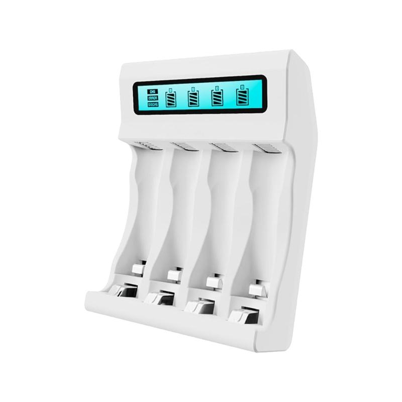 4 Slot Battery Chargers For 2A 3A Rechargeable Lithium NiMH Battery With LCD Display Type C Port Charging Adapter