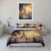 Eiffel Tower Sunset Scene Bedding Duvet Cover Set Duvet Cover Pillowcases  (1*Duvet Cover 2*Pillowcases, Without Duvet Insert)