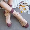 1 Paar/8 Paare Damen Tupfen Socken Sommer Spitze Kristall Glas Seide Socken Kurz Dünn Transparent Jacquard Elastisch Ultra Socken