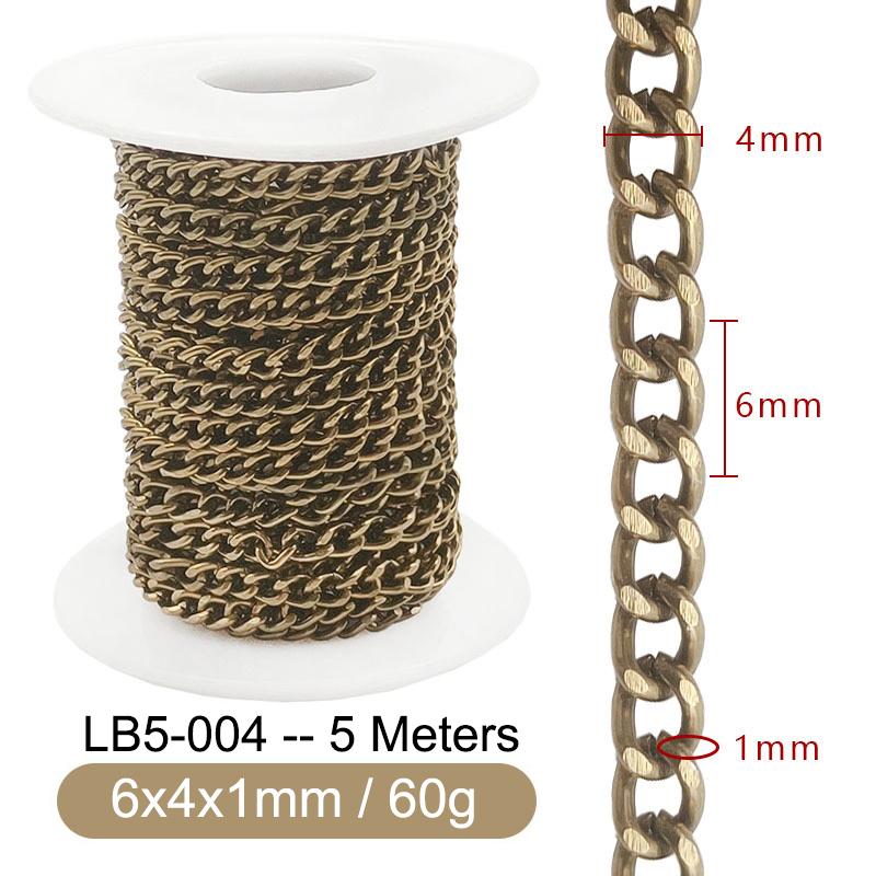 5M Metal Aluminum O-Shaped Chains Twist Chain for DIY Necklace Bracelet Jewelry Making Clothing Bag Component Accessory Supplies