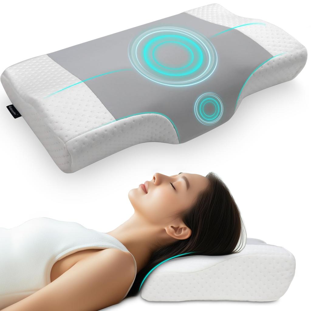 Memory Foam Pillow with Washable Cover, Two Height Settings, Comfortable Sleeping Position, Suitable for Side, Back, and Stomach Sleepers, Gift,