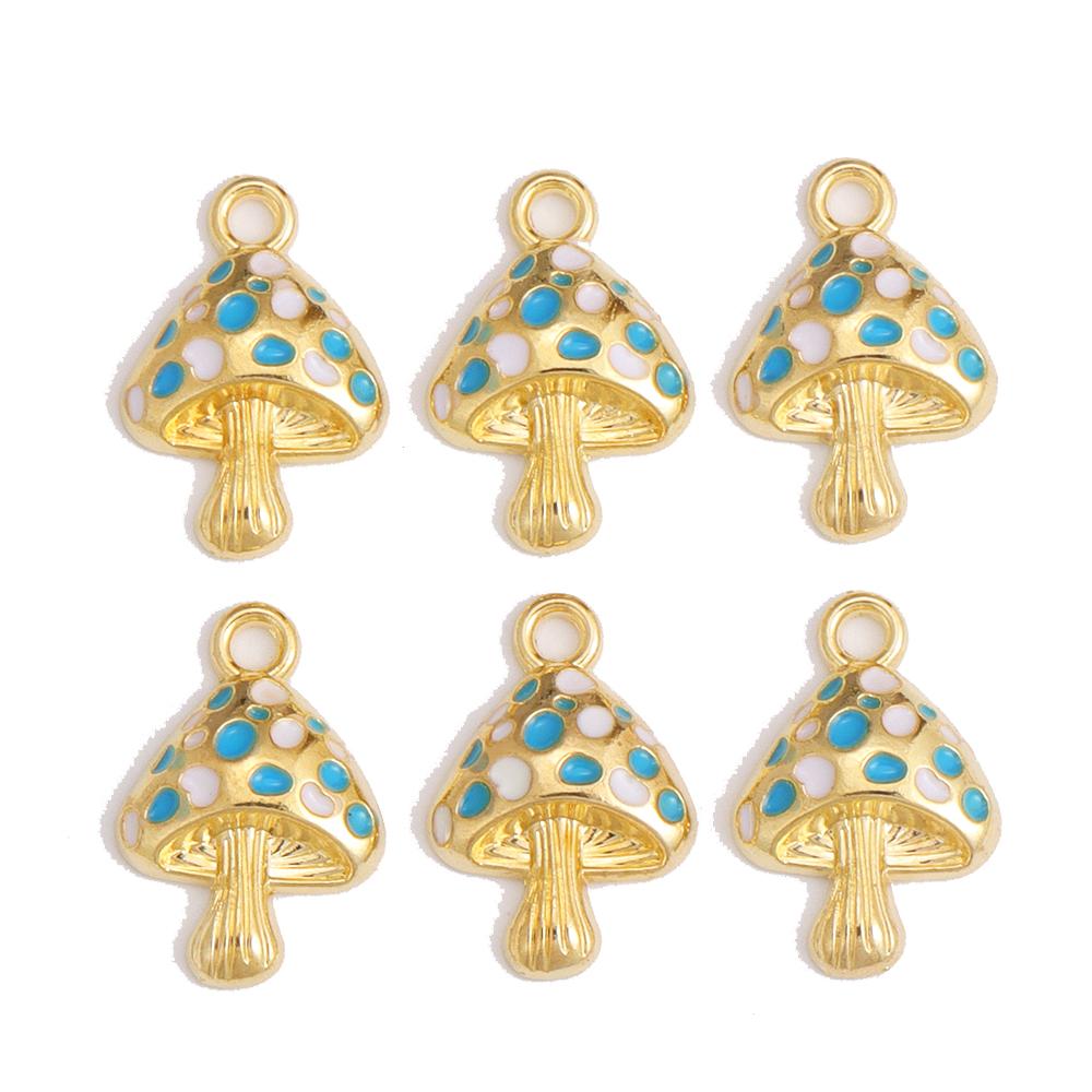 10Pcs Colorful Cute Enamel Red Mushroom Alloy Pendant for Women's Earrings Bracelet Jewelry Made of Charm DIY Necklace Ornaments