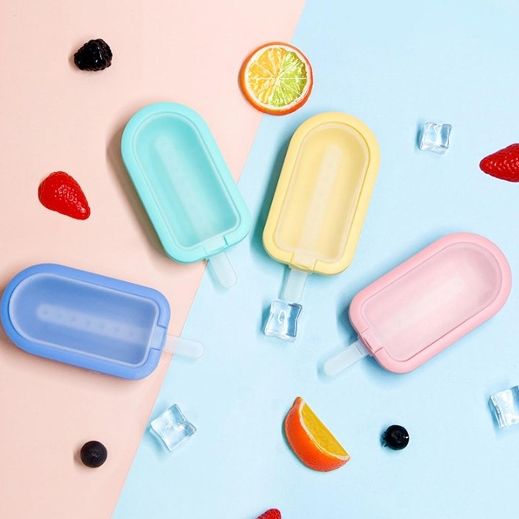 Pack Of 4 Food Grade Silicone Ice Lolly Maker with Stick Dishwasher Safe Ice Cream Moulds Popsicles Making Molds