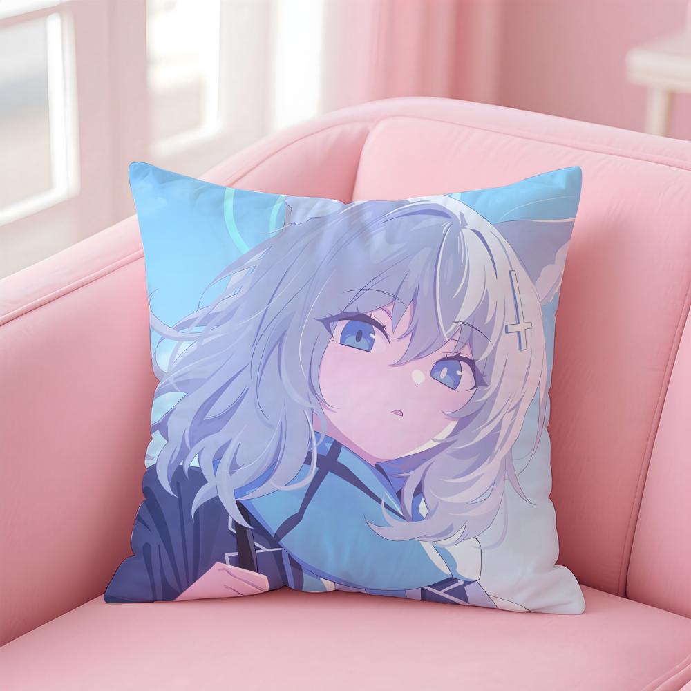 BBlue Archive The Animation SShiroko Cushion Cover Pillowcase Short Plush Invisible zipper Room Sofa Cushion Cover