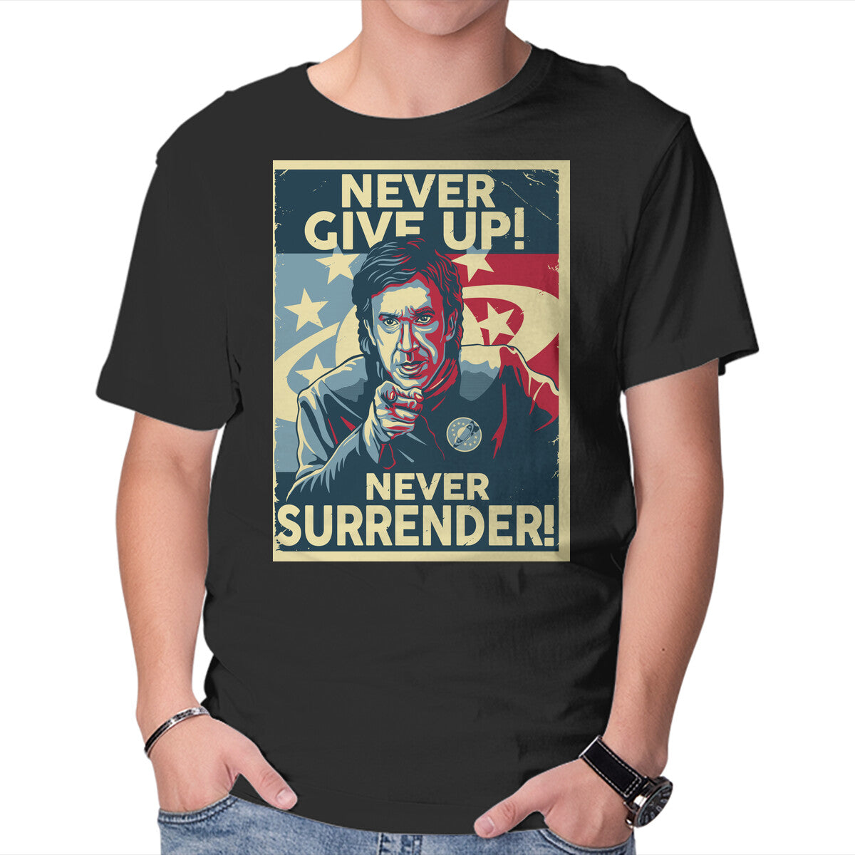 Unisex Crew Neck T-Shirt Never Give Up Graphic Short Sleeve Casual Tee XXXL
