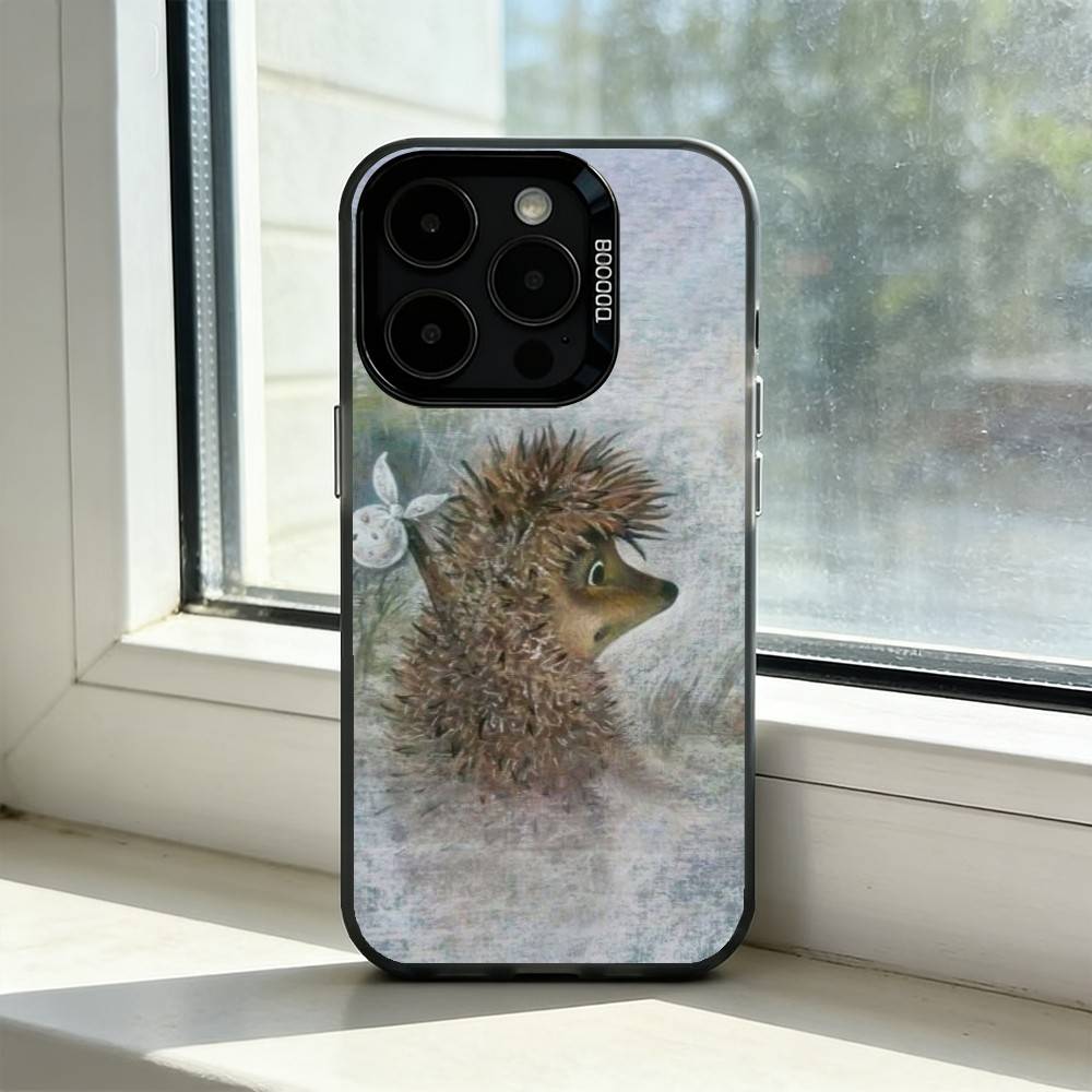 

B-Bright Hedgehog In The Fog Phone Case For iPhone 17,16,15,14,13,12,11 Plus,Pro Max,XS,Colored Silver Plated Inside Cover iPhone14ProMax