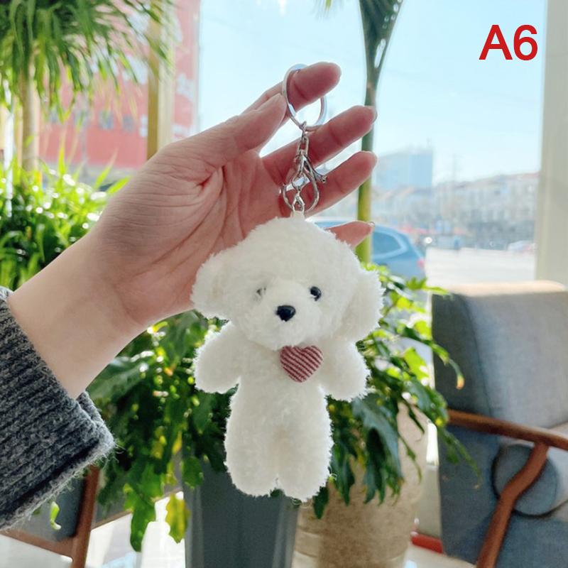 1ks krásný měkký plyšový medvídek klíčenka s roztomilým kresleným přívěskem na klíče