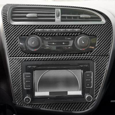 Car Center CD Panel Trim Accessories For Seat Leon 2005 2006 2007 2008 2009 2010 2011 2012 Interior Soft Carbon Fiber