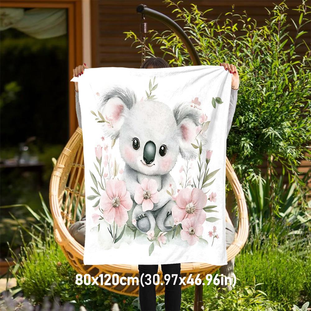 

1pc Koala Flowers Outdoor Flannel Blanket Soft Warm All-Season Throw for Sofa Bed Car Camping Office, Cozy Gift Idea1160S 80x120cm(31x47inch)