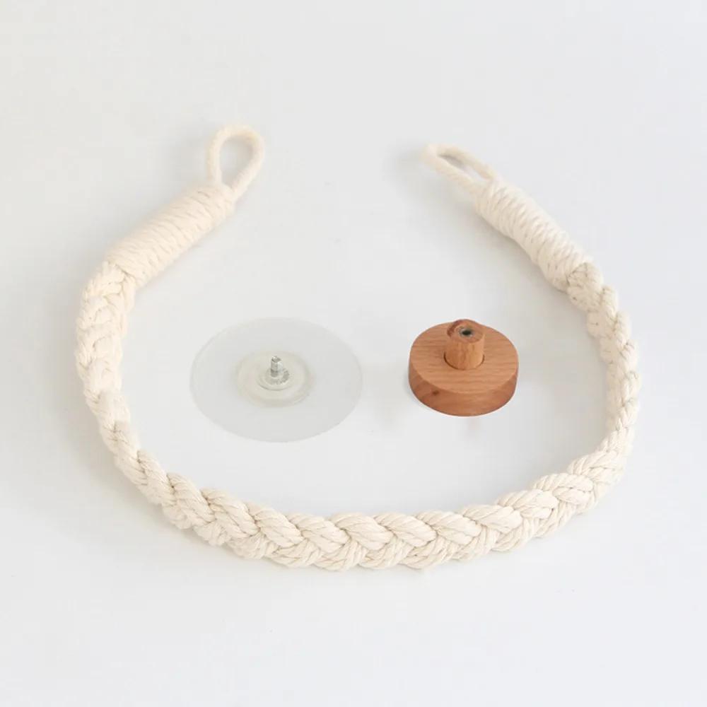 Roll Paper Holder Cotton String Combination Hole-Free Wall Hanging Hemp Rope Tissue Holder