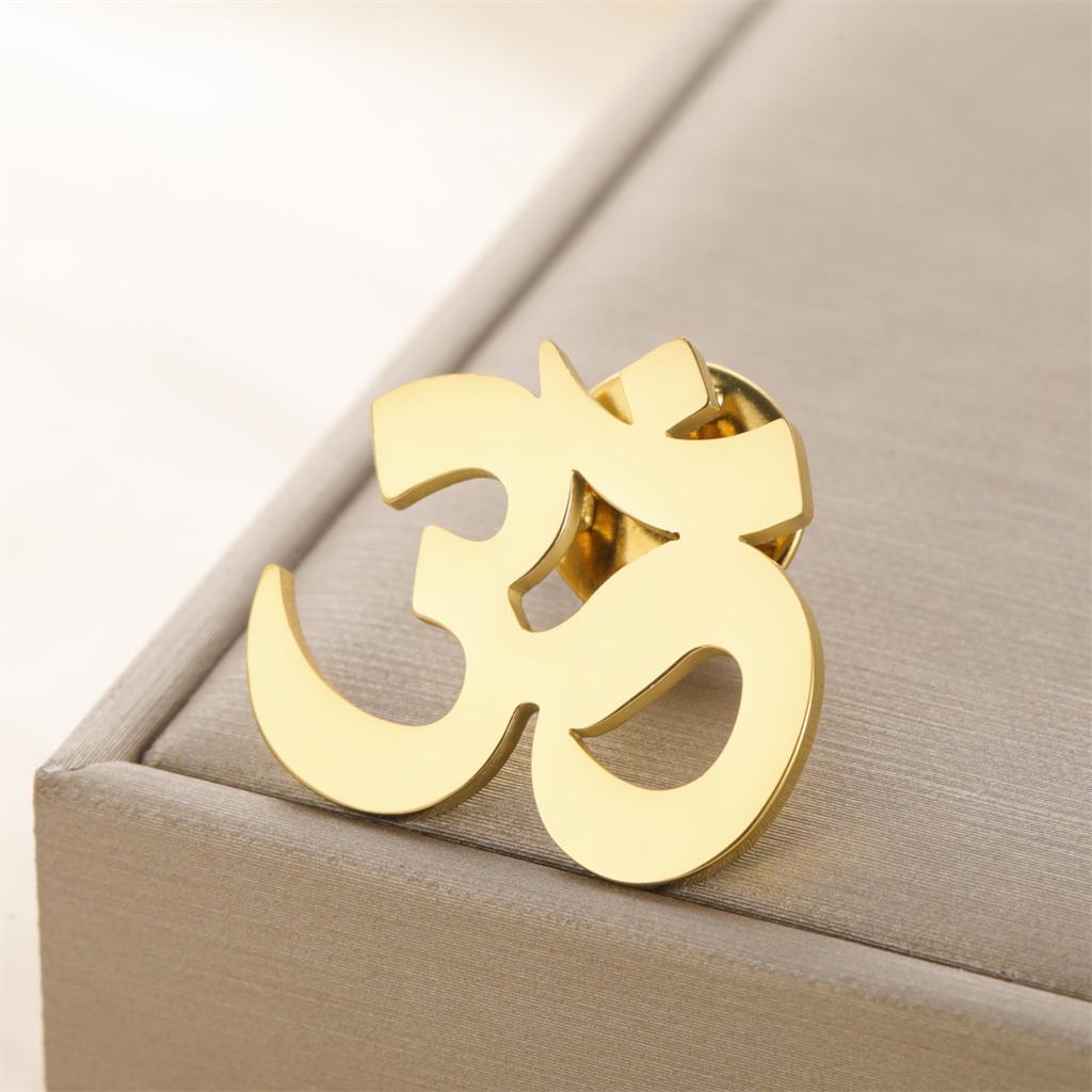  OM Yoga Symbol Brooch Stainless Steel Hindu Om Shiva Symbol Brooches Daily Party Accessories Jewelry
