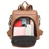 Classic Retro Bowknot Decor Backpack, Solid Color Textured Storage Rucksack, All-Match Pu Leather Storage Daily Daypack For Work