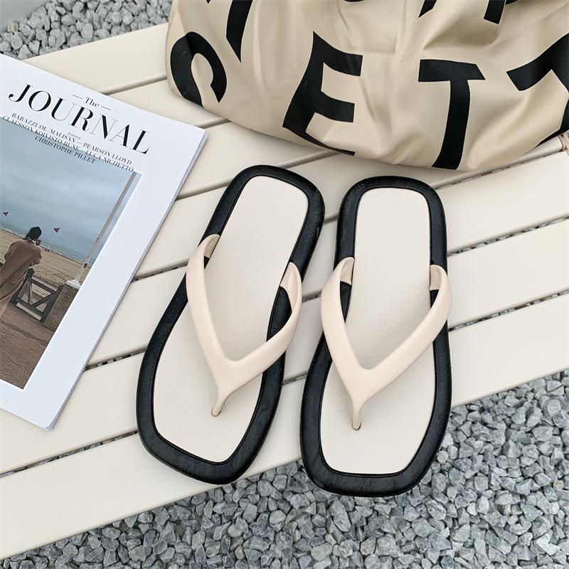 

Женские шлепанцы с рисунком «елочка» с противоскользящим квадратным носком Instagram New Seaside Home WearExternally 38-39