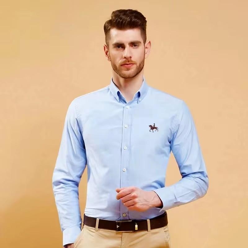 Basic Oxford Dress Shirt For Men Long Sleeve 100% Pure Cotton Solid  Casual Plaid Striped Social Business Male Regular-Fit S-6XL