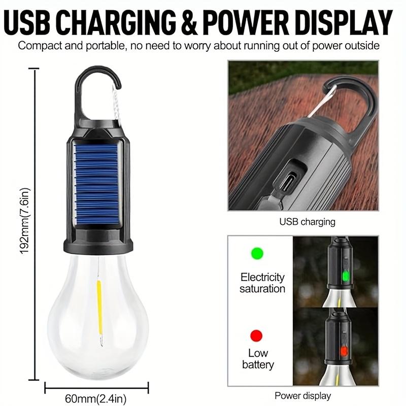LED Camping Light, USB Charging Outdoor Tent Light with Clamp, Polished Metal Surface, Solar Lithium Battery, Do Not Change Color, Camping Flashlight