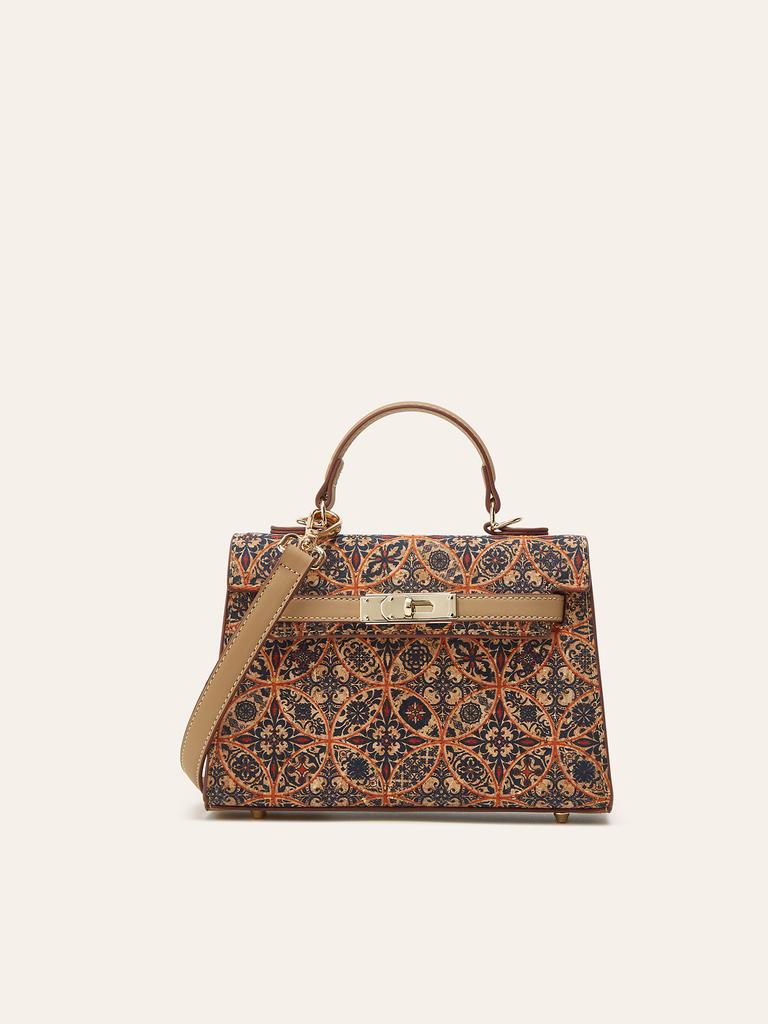 New Ethnic Style Printed Cork Bark Women's Bag Multi-element High-end Versatile Messenger Bag Fashion Niche Hand Bag