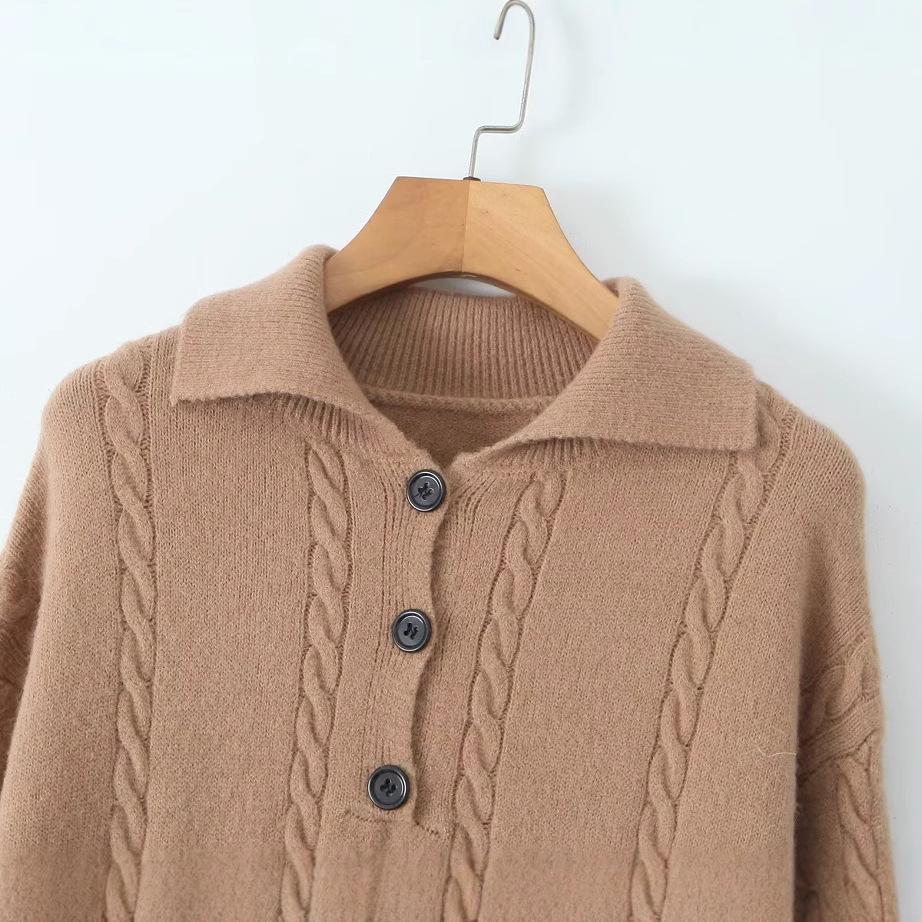 2024 Autumn Women's European & American Casual Button-Detail Sweater Dress