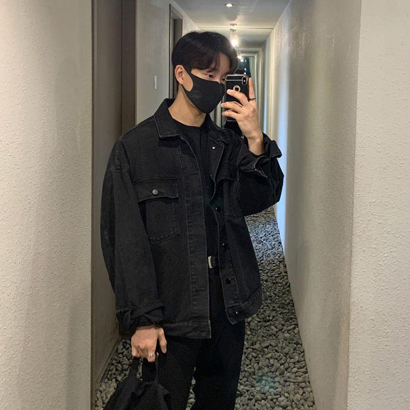 Kurtka dżinsowa męska wiosenna i jesienna styl koreański modna luźna i wszechstronna klapka kurtka robocza top