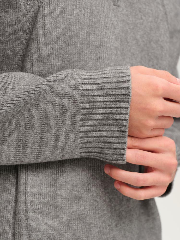 WOOG2005 Grey Half-Zip Stand-Up Collar Men's Knit Sweater - Winter 2025 Style