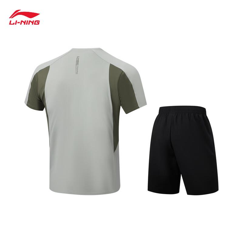 Li-Ning Men's Quick-Dry Round Neck T-Shirt & Shorts Fitness Set AWBW085