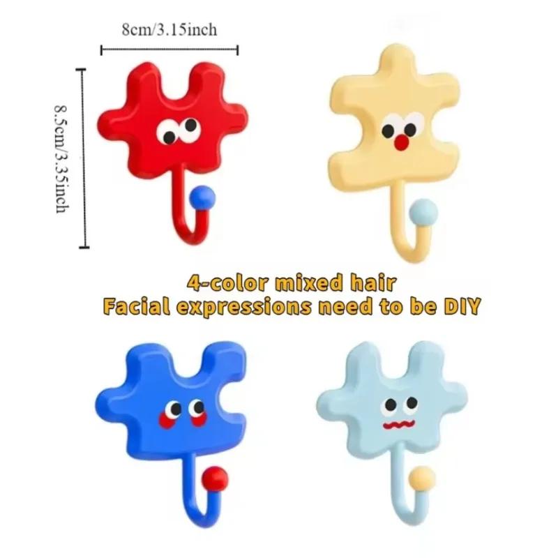 Cute Dopamine Puzzle Hook New Creative Suction Cup Hooks Bathroom Door Behind Hanger Bathroom Kitchen Towel Hanging Sticky Hook