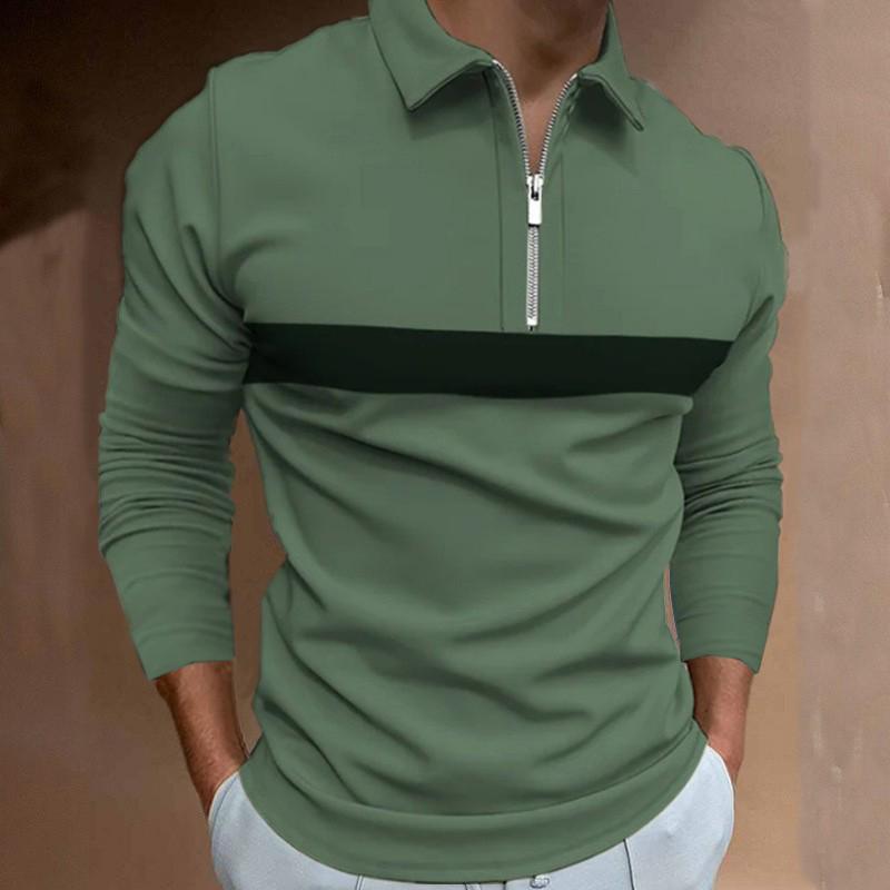 Neues Golfpolo für Herren im Herbst 2024, modisches und bequemes Business-Casual-Oberteil mit Reißverschluss und langen Ärmeln