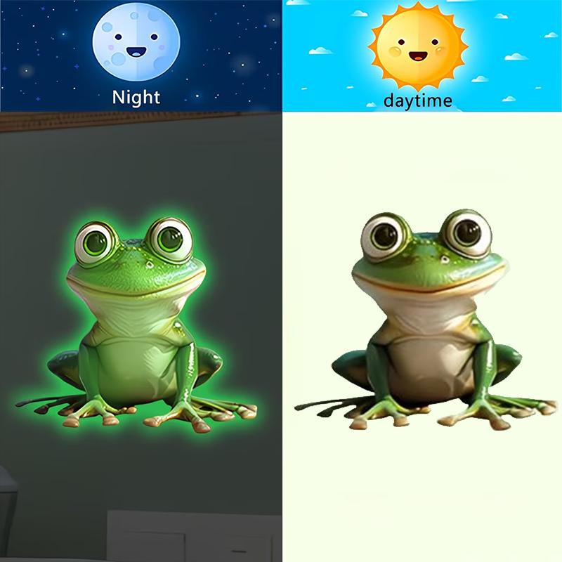 Glow-In-The-Dark Toilet Sticker Frog Bathroom Wall Sticker Luminous Switch And Outlet Decal Self-Adhesive Removable Home Decor