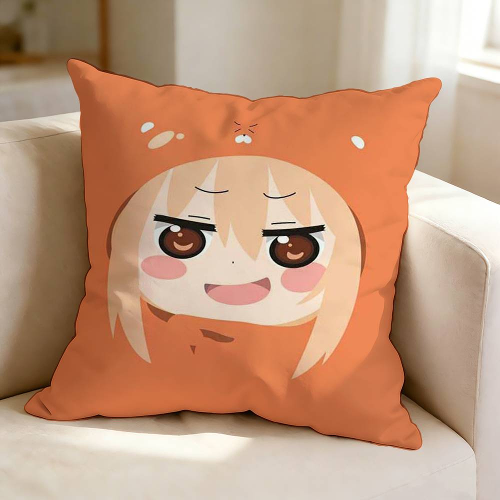 DDoma Umaru Anime HHimouto Umaruchan  Pillow Case Square DoubleSided Sofa Cushion Cover Bedroom Bedside Pillow