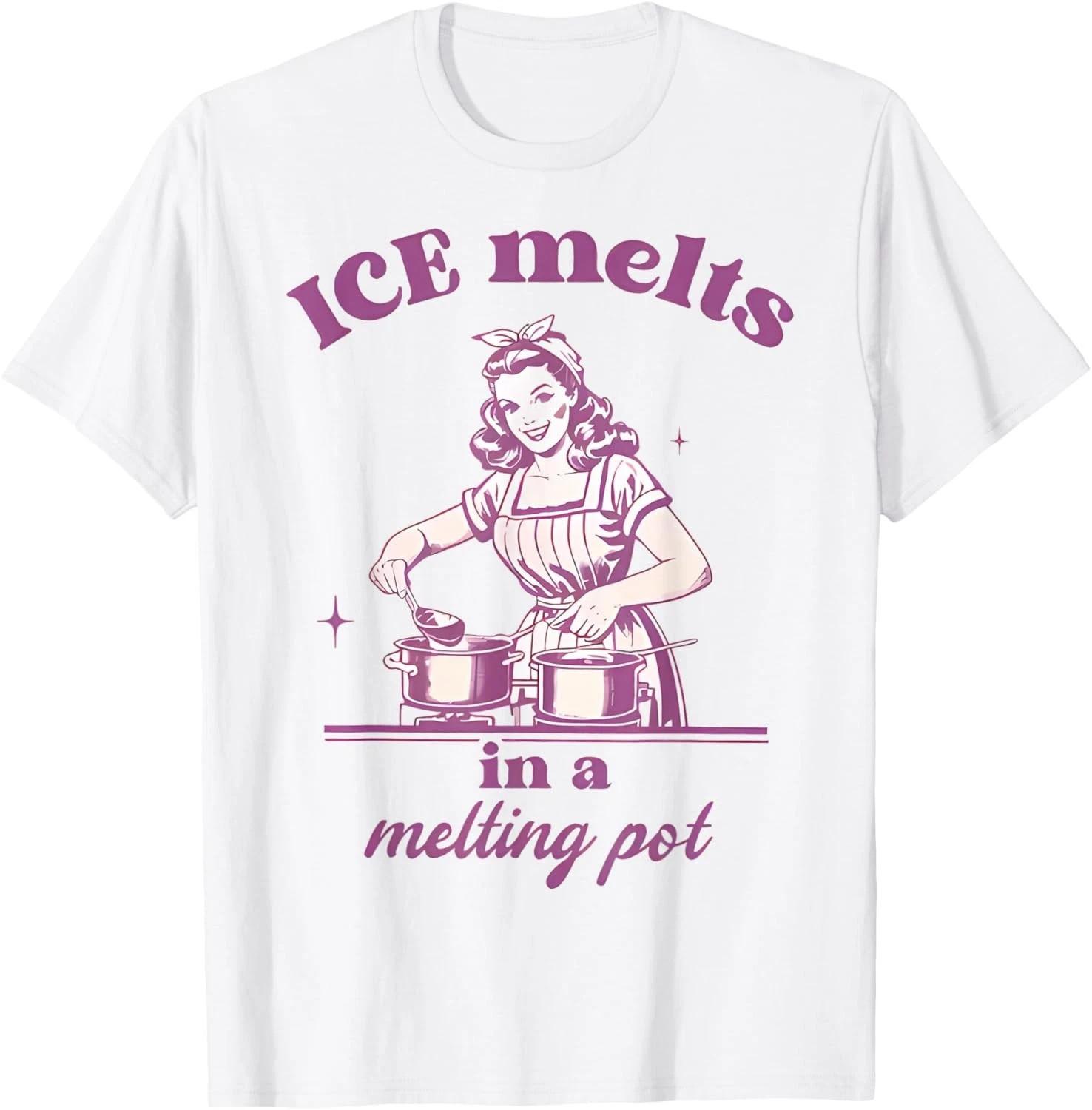 ICE Melts in a Melting Pot Vintage Retro Anti-ICE Unisex T-Shirt L