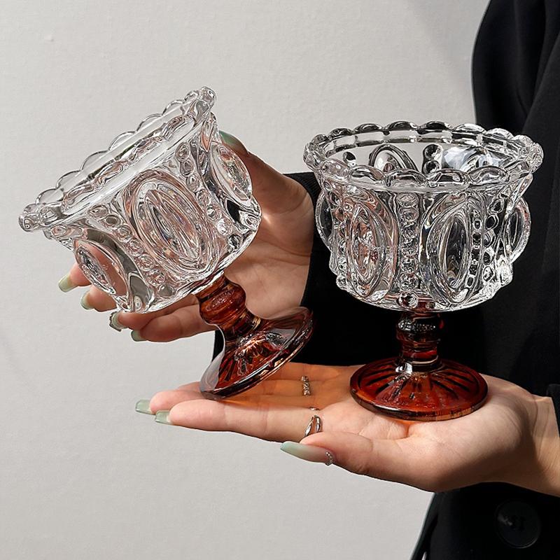 1 ADET Dondurma Trend Tatlı Cam Yoğurt Puding Mus Tatlı Kase Servis Tabağı Yüksek Saplı Cam Parfait Kupası Zarif 11.6x10cm