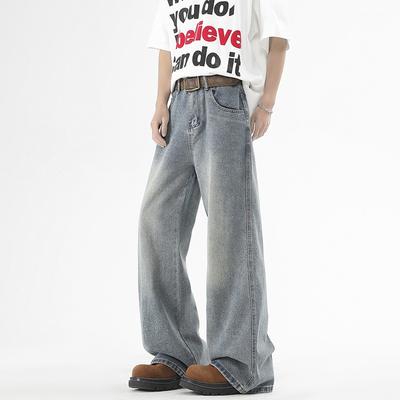 New Spring Style Micro-flare Men's Jeans Floor Pants Semi-elastic American High Street Trousers