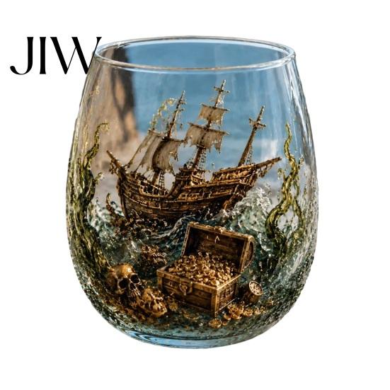 Geschenk im maritimen Stil für den Vater Oktopus Pirat Whiskeyglas, Becher mit Gravur von Meeresbewohner-Tentakeln, Geprägte nautische Dekoration für die Man Cave Barwagen
