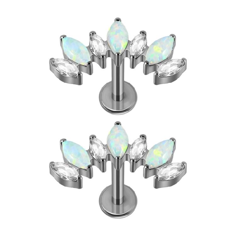 Contemporary Curved T Bar Threaded Ear Bone Studs Portable Alloy Body Jewelry