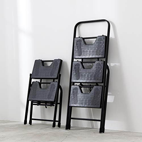 [BLKP] Pearl Metal Folding Step Stool, 2-Step Compact Ladder, Limited Edition, Black, BLKP, N-7727