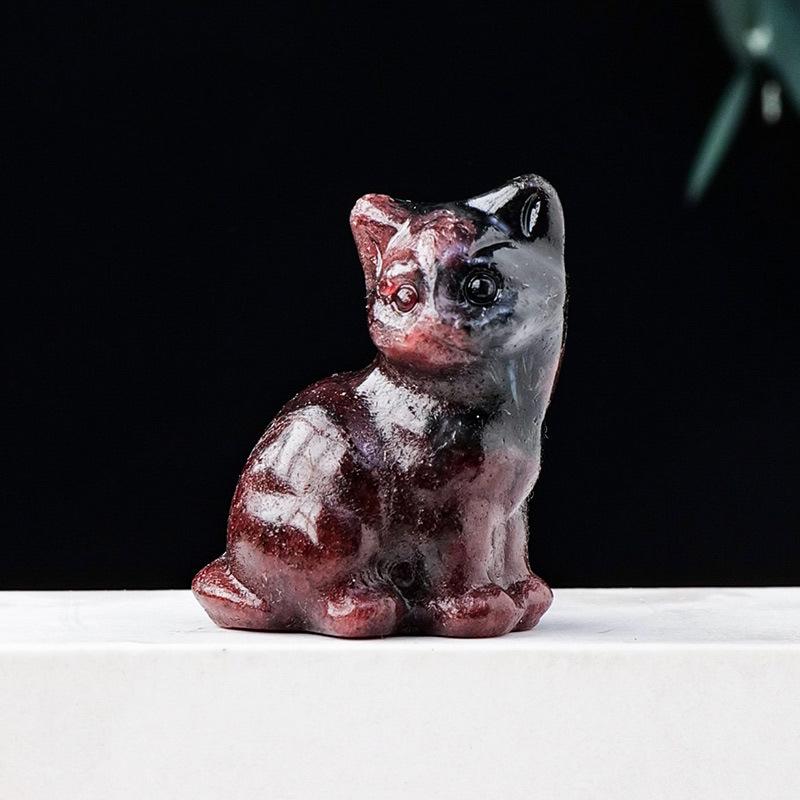 Animal Crystal Crafts Animal Natural Stone Statue Various Crystal Carvings Cat Crystal Wealth Cat
