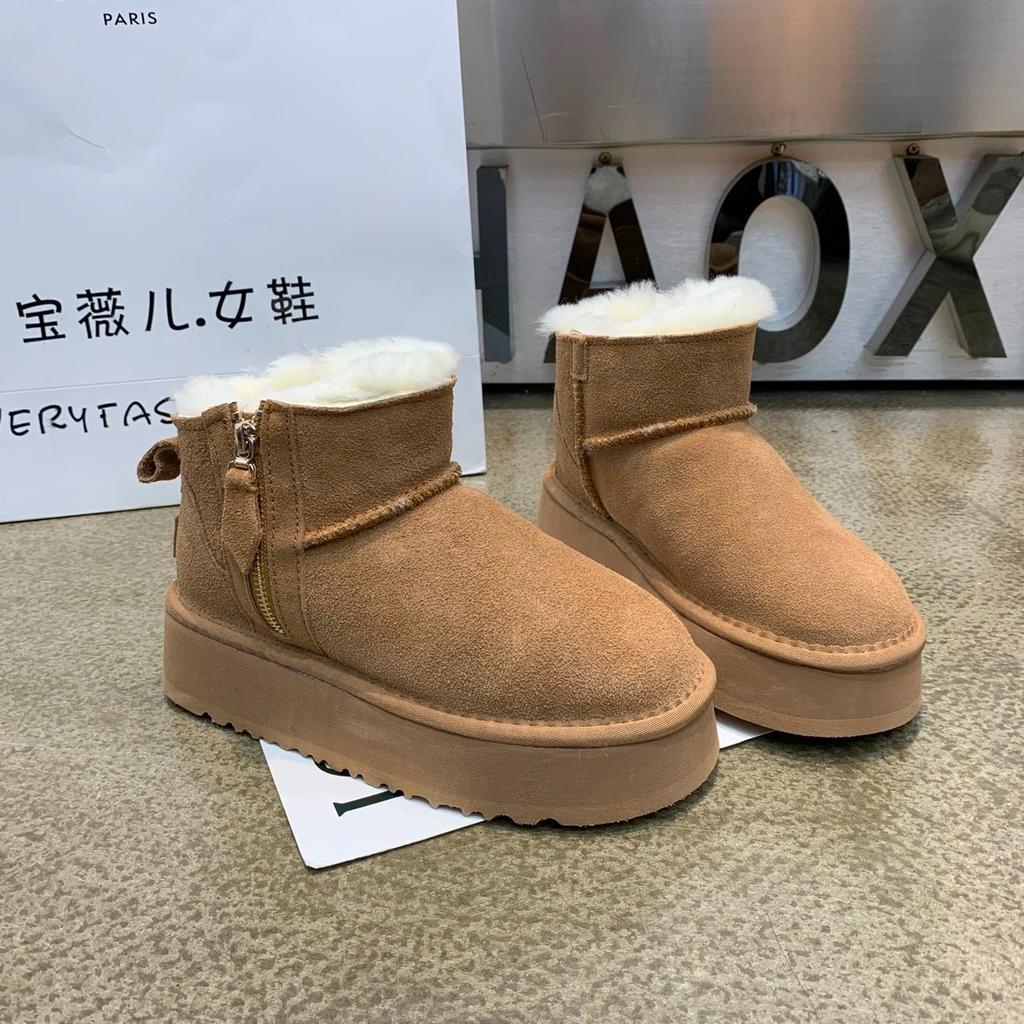 Flats Platform Ankle Snow Boots Women Fur Cotton Shoes Winter Plush Warm 2024 Trend Designer Waterproof Woman Casual Botas Mujer