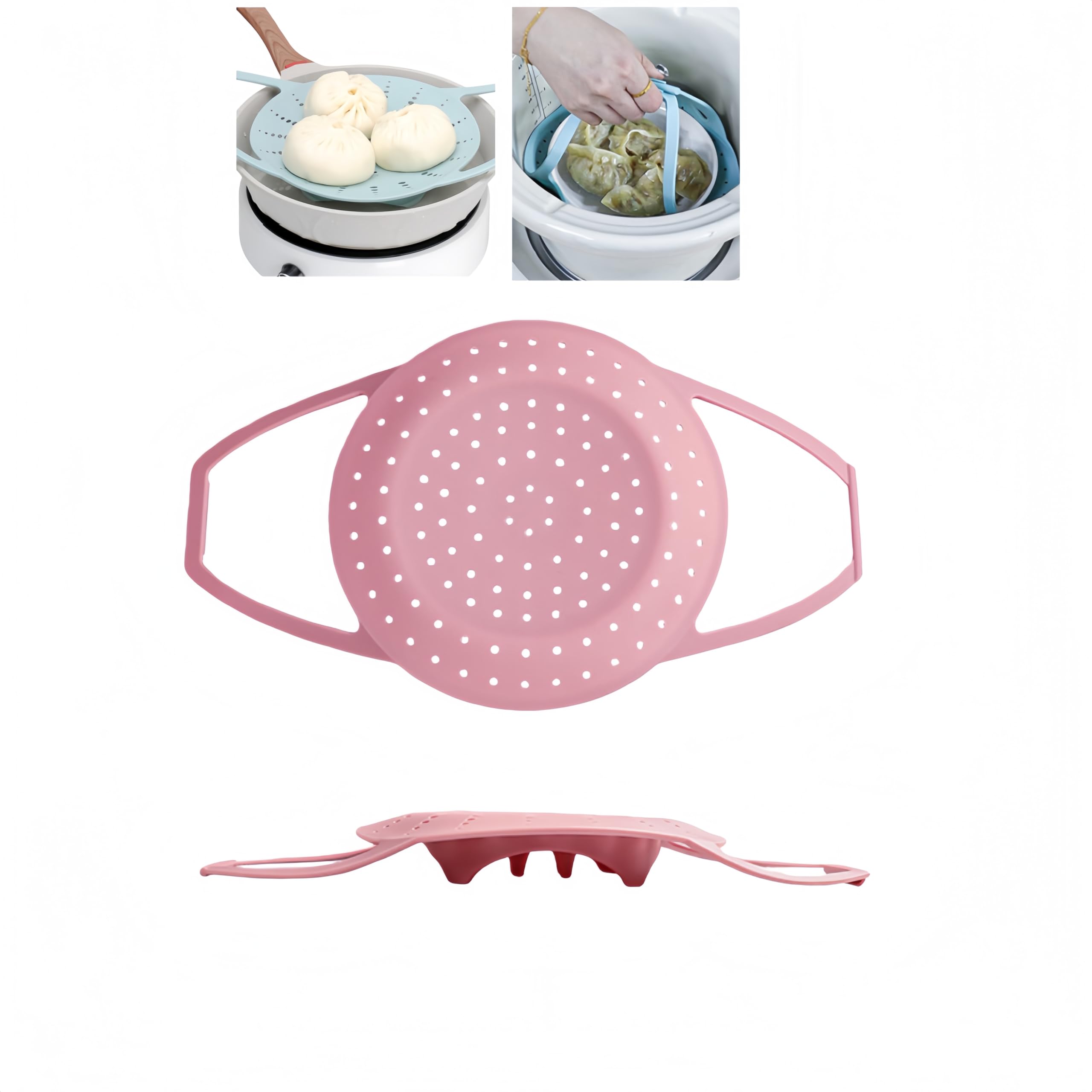 WBLDBB Kitchen Silicone Steaming Steamer Steamer Silicone Plate Steam Plate with Fits Suitable for Sweet and Sweets Pink Stand, Basket, Basket,