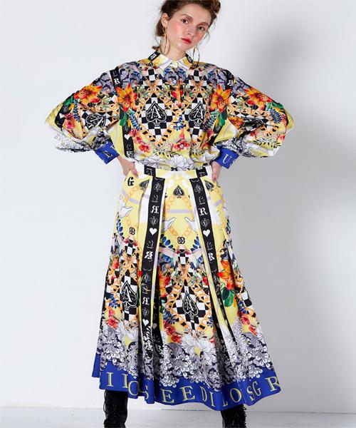 Greedius Print Pleated Skirt